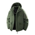 thumbnail image 1 of Hrsba Mens Hooded Winter Coats, Mens Winter Parka Solid Color Hooded Full Zip Long Sleeve Water Repellent Graphene Outdoor Coat, 1 of 4