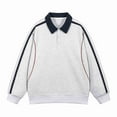 thumbnail image 1 of Hrsba Men's Long Sleeve Turndown Collar Shirt, Unisex Long Sleeve Shirts Solid Color Preppy Style Button Collar Loose Sports Tops for Men Fall Clothes, 1 of 5