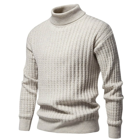 Hrsba Men's Pullover Sweaters Crewneck Long Sleeve Print Quarter Neck Knit Sweater Men Fall Winter Pullover Knitwear Lightweight