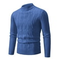 thumbnail image 1 of Hrsba Men's Pullover Sweaters Crewneck Long Sleeve Solid Color Stretchy Quarter Neck Knit Sweater Men Fall Winter Base Layer Pullover Top Knitwear, 1 of 2