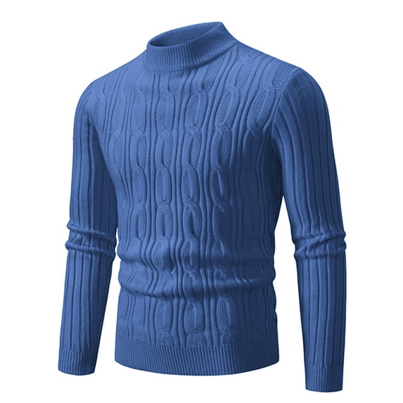 Hrsba Men's Pullover Sweaters Crewneck Long Sleeve Solid Color Stretchy Quarter Neck Knit Sweater Men Fall Winter Base Layer Pullover Top Knitwear