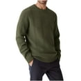 thumbnail image 1 of Hrsba Men's Crewneck Sweater, Men's Pullover Sweaters Fall Solid Color Plaid Long Sleeve Crew Neck Winter Sweaters for Men, 1 of 2