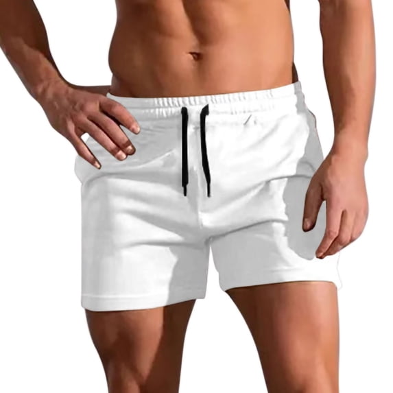 Hrsba Men's Shorts,Solid Color 3 Length Beach Shorts for Fitness Track and Field Running Sessions