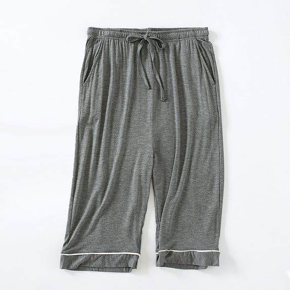 Hrsba Men's Solid Color Sleep Shorts,Mid Length Pajama Bottoms Soft Fabric