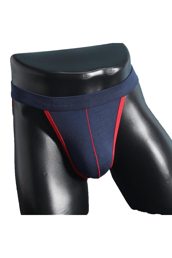 Mens Bikini Underwear Faux Leather Material Low Waist High Cut Elastic Comfortable Fashion Triangle Briefs
