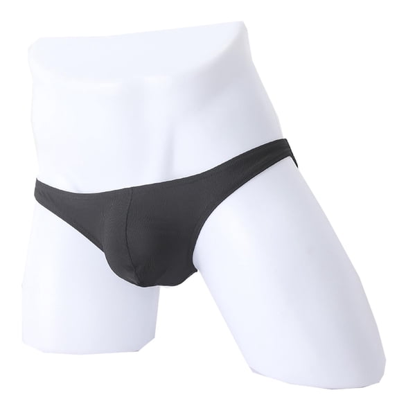 Hrsba Mens Bikini Underwear Ice Silk Ultra Thin Transparent Fabric Breathable Low Waist Comfortable Daily Triangle Briefs