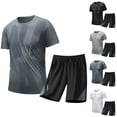 thumbnail image 1 of Hrsba Men's 2 Piece Sports Set Summer Crew Neck Short Sleeve Shorts Casual Tracksuits Outfits, 1 of 5