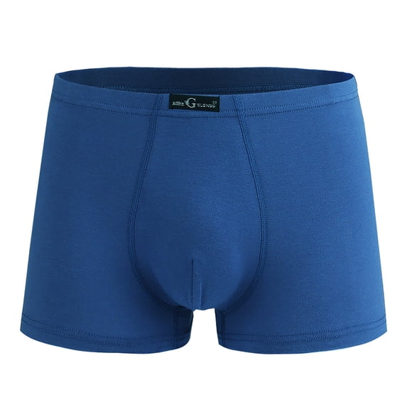 Hrsba Mens Cotton Underwear 1PC Solid Color Loose Boxer Briefs Mid Waist Plus Size Breathable Comfortable Durable Simple Daily Inner Wear
