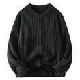 thumbnail image 1 of Hrsba Mens Crewneck Sweater Long Sleeve Solid Color Casual Knit Pullover Knit Sweater Men Warm Undershirt for Fall Winter, 1 of 5