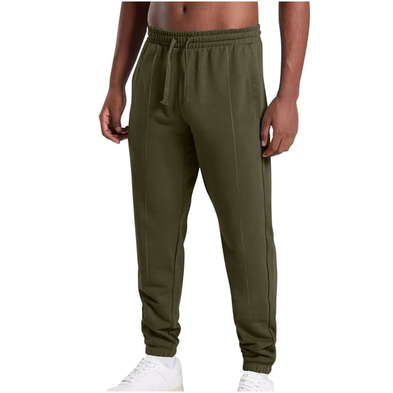 Hrsba Mens Exercise Pants,Summer Solid Color Casual Versatile Pants Drawstring Tapered Leg for Fitness and Daily Use