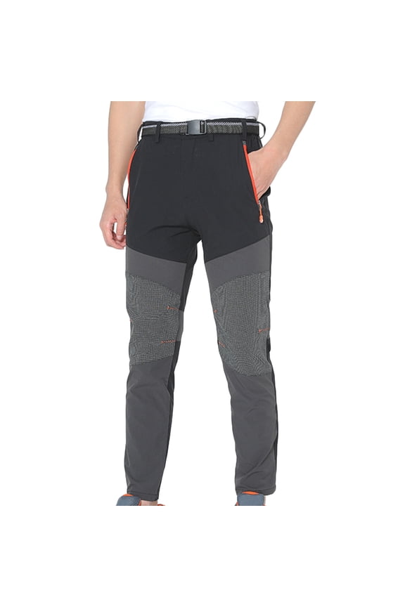 Mens Full Length Pants,Outdoor Pants Men Men's Pants Color Block Button Zipper Fly with Belt Dry Stretch Long Pants for Hiking