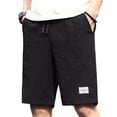 thumbnail image 1 of Hrsba Mens Gym Shorts Solid Color Elastic Drawstring Waist Textured Details Knee Length Summer Sports Shorts, 1 of 6