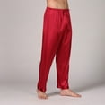 thumbnail image 1 of Hrsba Mens Pajama Pants,Solid Color Silk Like Drawstring Elastic Waist Straight Leg Home Sleep Bottoms, 1 of 5