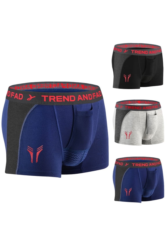 Mens Pouch Underwear Modal Fabric Separate Pouch Design Scrotum Support Breathable Elastic Boxer Briefs for Physiological Daily Wear