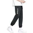 thumbnail image 1 of Hrsba Mens Running Pants,Elastic Waist Drawstring Loose Summer Casual Sports Long Pants, 1 of 5