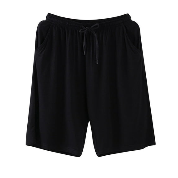 Hrsba Mens Sleep Shorts,Solid Color 5 Length Summer Home Sleep Pants Soft Lightweight Loose Cut Home Pants Casual Homewear Pajama Bottoms for Men