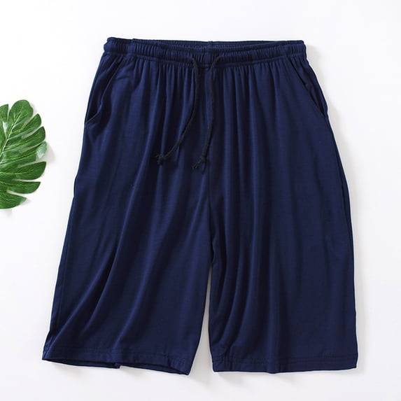 Hrsba Mens Sleep Shorts,Sporty Style Thin 5 Length Casual Home Pajama Bottoms Lightweight Summer Wear