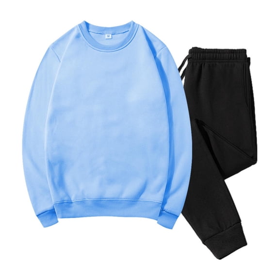 Hrsba Mens 2 Piece Set Fleece Lined Sweatshirt and Sweatpants Roomy Long Sleeve Crew Neck Casual Tracksuits