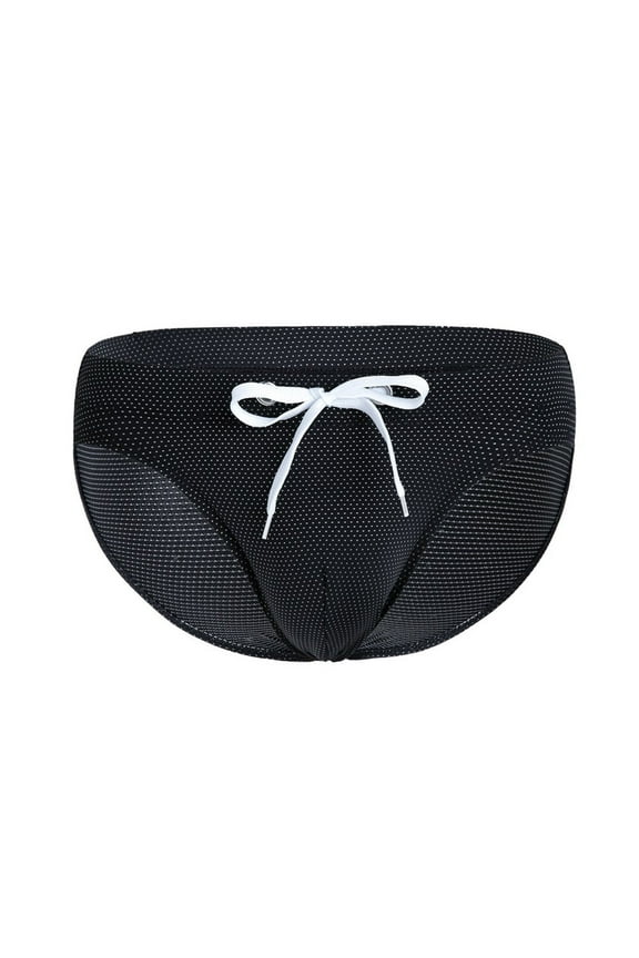 Mens Swim Briefs Solid Color Low Waist Drawstring Design Breathable Beach Triangular Underpants