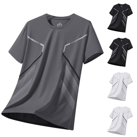 Hrsba Men's Crew Neck T Shirt Short Sleeve Cut Breathable Material Ideal for Workout Sessions and Summer Casual Activities