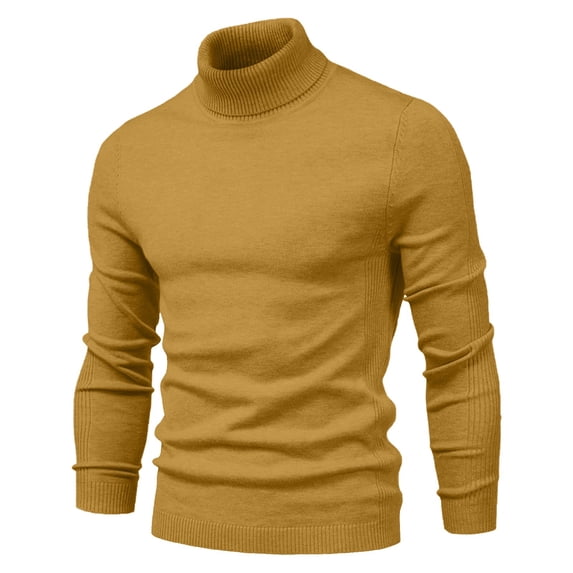 Hrsba Mens Turtleneck Sweater, Mens Pullover Sweaters High Neck Solid Color Knit High Neck Long Sleeve Loose Warm Base Layer Sweater for Men Casual Fall Winter