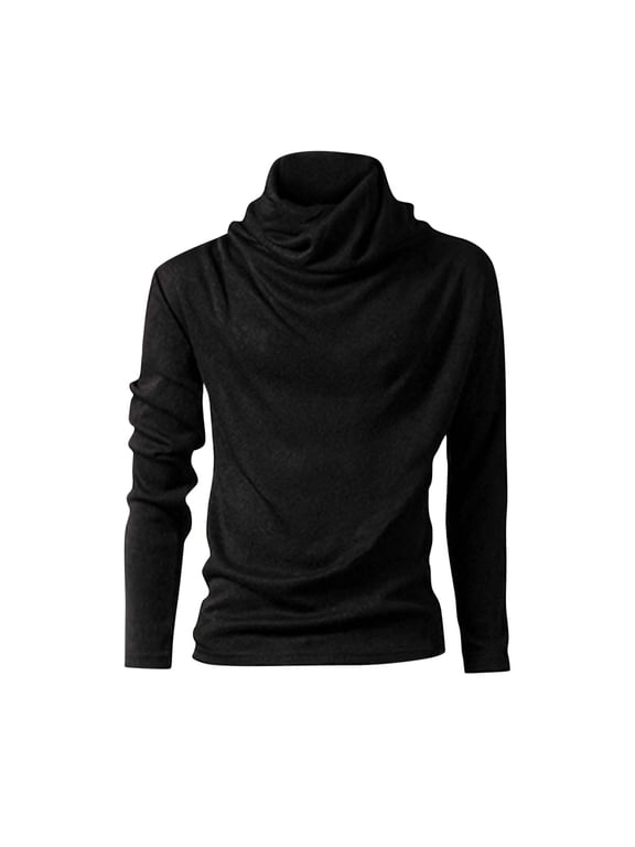 Mens Turtleneck Sweater, Mens Pullover Sweaters High Neck Solid Color Knit High Neck Long Sleeve Loose Warm Base Layer Sweater for Men Casual Fall Winter