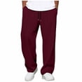 thumbnail image 1 of Hrsba Mens Workout Sweatpants,Summer Solid Color Loose Texture Pants Elastic Waist Drawstring with Pockets Straight Leg, 1 of 5