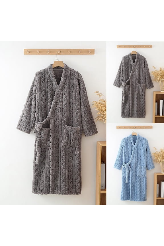 Mink Shell Fleece Bathrobe for Women Thick Warm Full Length Sleep Bathrobe