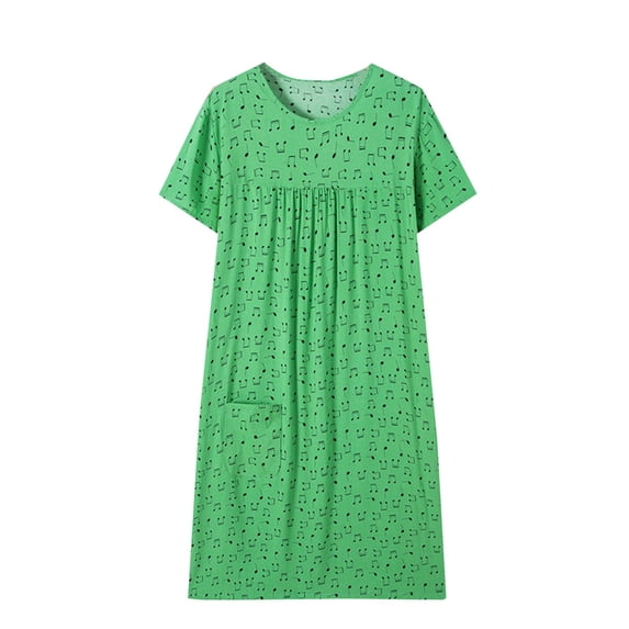 Hrsba Nightgowns for Women,Ladies Casual Fashion Solid Color V Neck Short Sleeve Loose Sleep Dress Loungewear