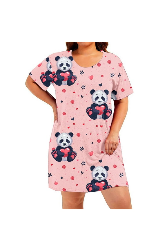 Nightgowns for Women,Ladies Vintage Print Pocket Sleeveless Sleep Dress Ruched Front Crew Neck Casual Loungewear