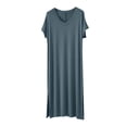 thumbnail image 1 of Hrsba Nightgowns for Women, Solid Color V Neck Short Sleeve Loose Soft Lightweight Summer Long Sleep Dress, 1 of 4