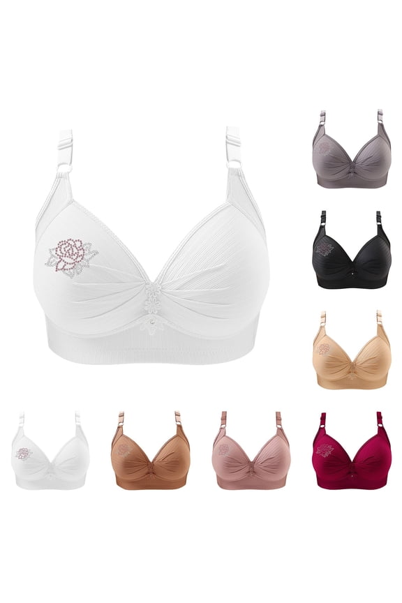 No Underwire Bras for Women,Solid Color Wireless Push Up Breathable Everyday Bra