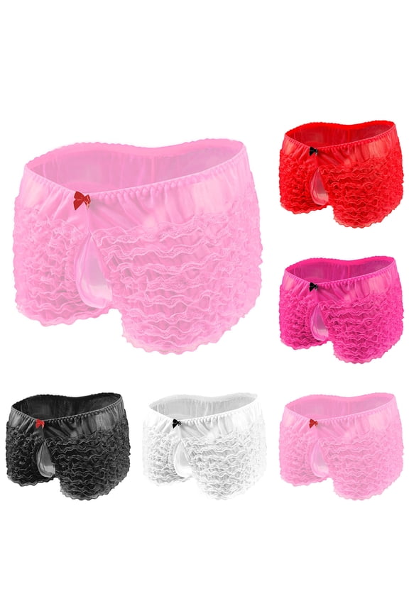 Nylon Panties for Men Low Cut Mesh Lace Short Style Soft Lightweight Daily Inner Wear