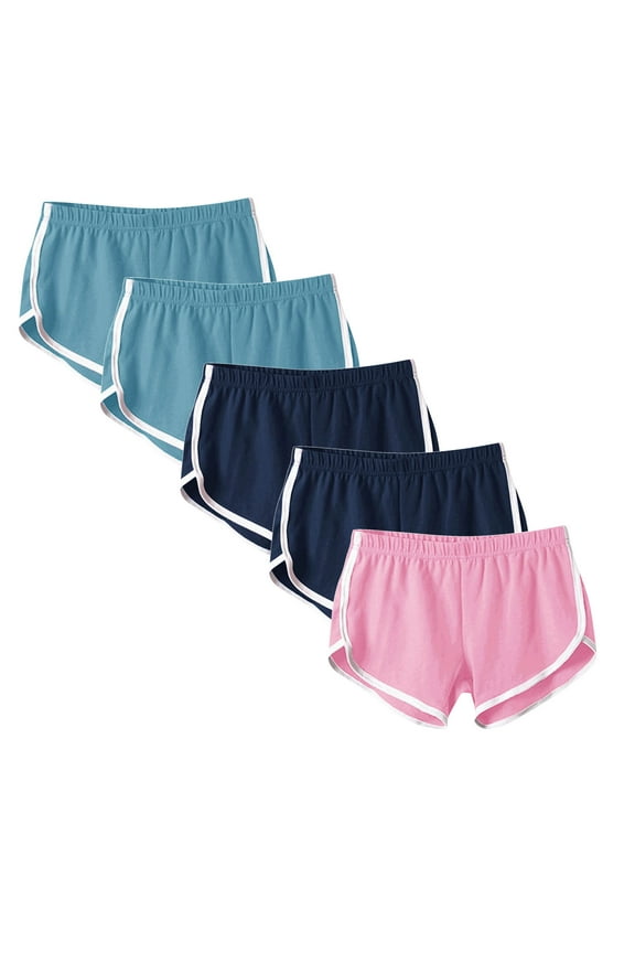 Pack of Shorts for Women, 5 PC Solid Color Fashion Candy Color Yoga Beach Casual Home Sports Shorts for Women