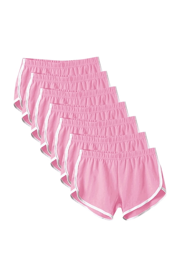 Pack of Shorts for Women, 7 PC Solid Color Fashion Candy Color Summer Yoga Beach Casual Home Sports Shorts for Women