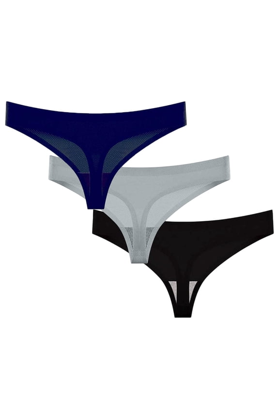 Panties for Women Pack 3pc Summer Seamless Air Permeable Low Waisted Thong Daily Inner Set