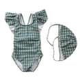 thumbnail image 1 of Hrsba Plaid Baby Swimsuit Girl 1 Piece Swimwear with Swim Cap Summer Swimwear, 1 of 4