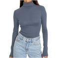 thumbnail image 1 of Hrsba Plain Long Sleeve Shirt Women, Solid Color Crew Neck Fitted Base Layer Soft Stretchy Comfortable Undershirt For Cold Weather, 1 of 5