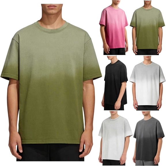 Hrsba Mens Tee Shirts Fashion Casual Button Crew Neck Short Sleeve Top Summer Airy Daily Wear Soft Comfortable Breathable Street Style Fashion Tops