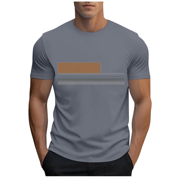 Hrsba Mens Tee Shirts Print Short Sleeve Crew Neck Pullover Sports Tee Summer Casual Active Top Airy Soft Comfortable Breathable Gym Training Tops
