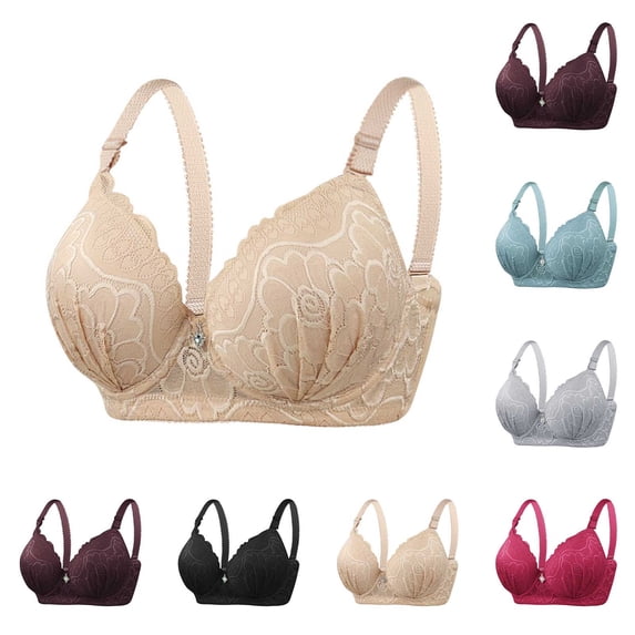 Hrsba Plus Size Bra, D Cup Solid Color Underwire Lift Thin Lightweight Supportive Daily Bras