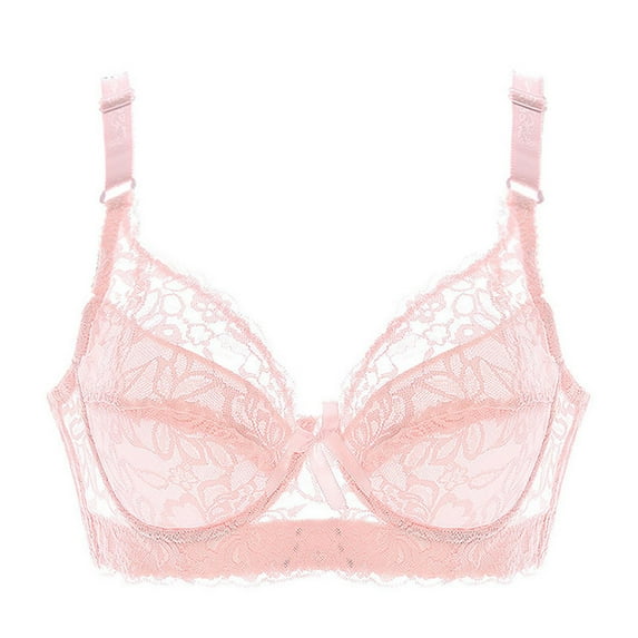 Hrsba Plus Size Bra,Womens Underwire Transparent Lace Thin Total Support Supportive Comfortable Everyday Bras for Ladies