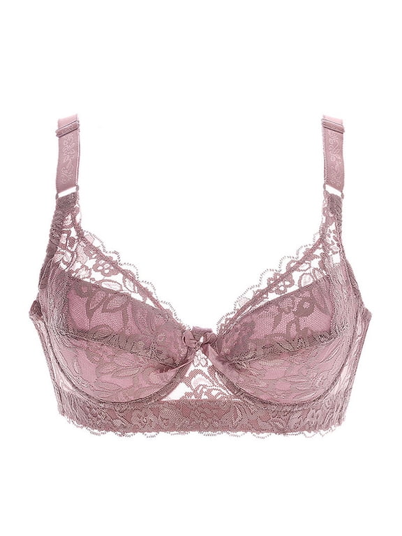 Plus Size Underwire Lace Bras for Women,Thin Sheer Lace Underwire Full Lift Bra