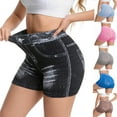 thumbnail image 1 of Hrsba Print Denim Look Yoga Shorts for Women Mid Waisted Stretchy Breathable Fabric for Daily Wear and Outdoor Sports, 1 of 6