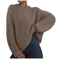 thumbnail image 1 of Hrsba Pullover Sweaters for Women Solid Color Crew Neck Long Sleeve Fashion Knit Sweater for Fall Winter, 1 of 4