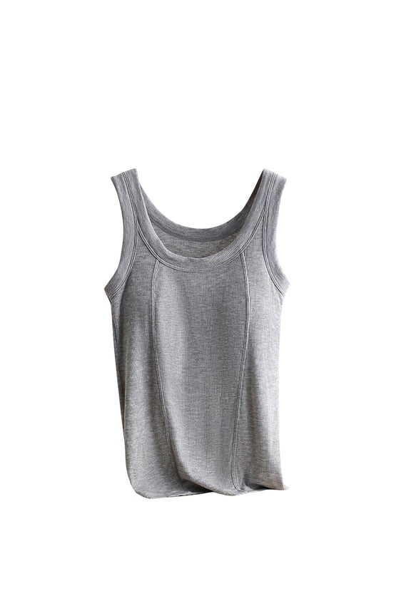 Ribbed Padded Tank Top Womens Solid Color Sleeveless Camisole Soft Versatile Lightweight Trendy Summer Inner Outer Layering Undershirt