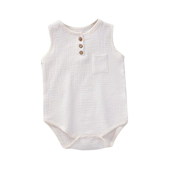 Hrsba Rompers For Boys Girls Kids Jumpsuit Solid Color Crew Neck Sleeveless Breathable Bodysuit 0-24 Months Soft Comfortable Thin Sleepwear Loungewear Air Conditioner Pajamas