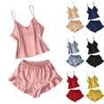 thumbnail image 1 of Hrsba Satin Pajamas for Women, Solid Color Camisole Loungewear 2 Piece Set Summer Sleepwear with European and Style, 1 of 4
