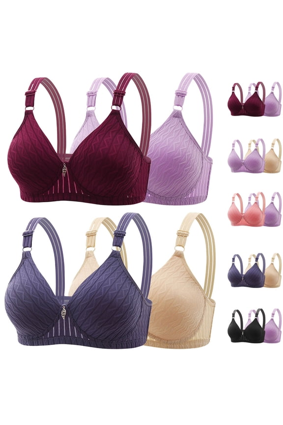 Seamless Bra 2 Pack Solid Color Wireless Push Up Breathable Daily Wear Bra