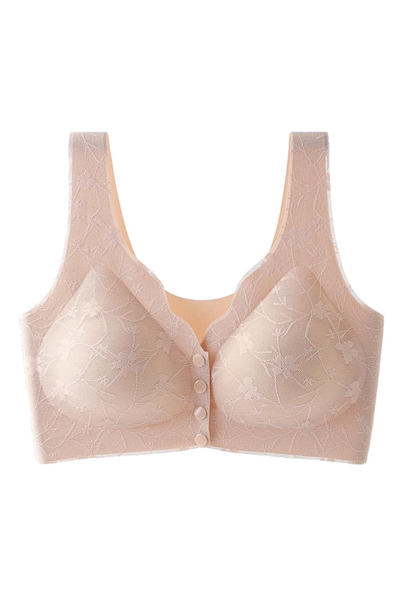 Seamless Bra, Solid Color Front Closure Wireless Tank Push Up Soft Comfortable Everyday Bras